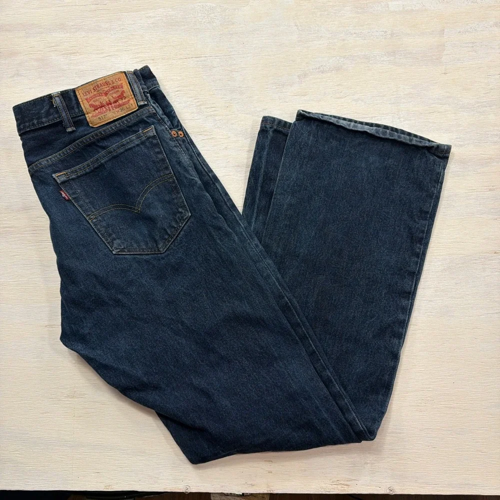 Levi's Jeans 517 Bootcut W36 L34 Dark Wash Indigo Blue Denim Mens